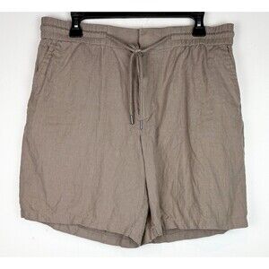 Nordstrom 100% Linen Beige Neutral Women's Shorts, Size Large